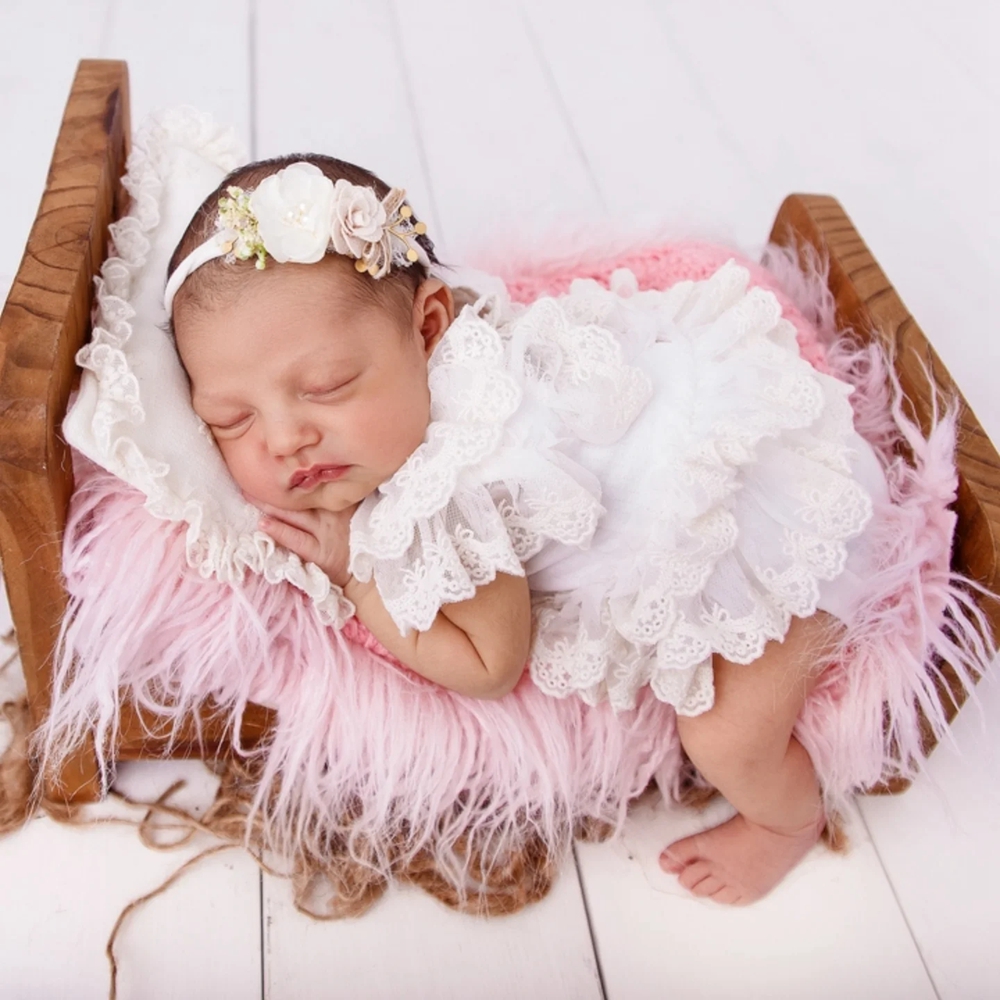 Newborn Baby Girl Romper Floral - Yenidoğan Fotoğraf Sahne Malzemeleri Kız Dantel