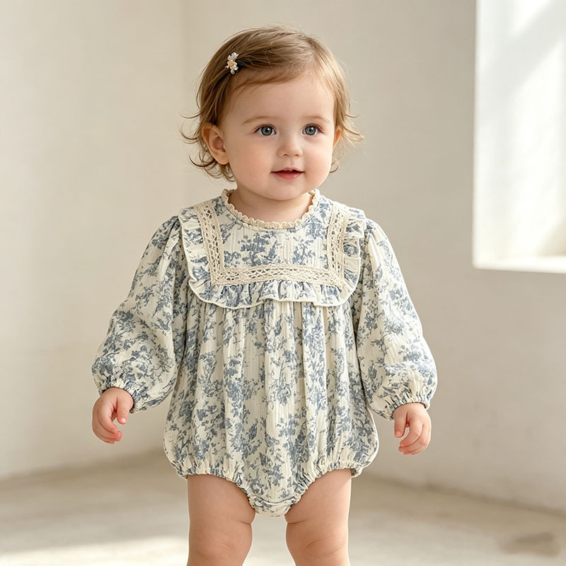 Newborn Baby Girl Romper Floral - Bebek Kız Çiçek Desenli Tulum, Uzun