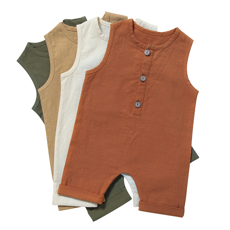 Yazlık Bebek Erkek Kız Tulumla - Baby Summer Linen Sleeveless Jumpsuit incelemesi ve fiyatı